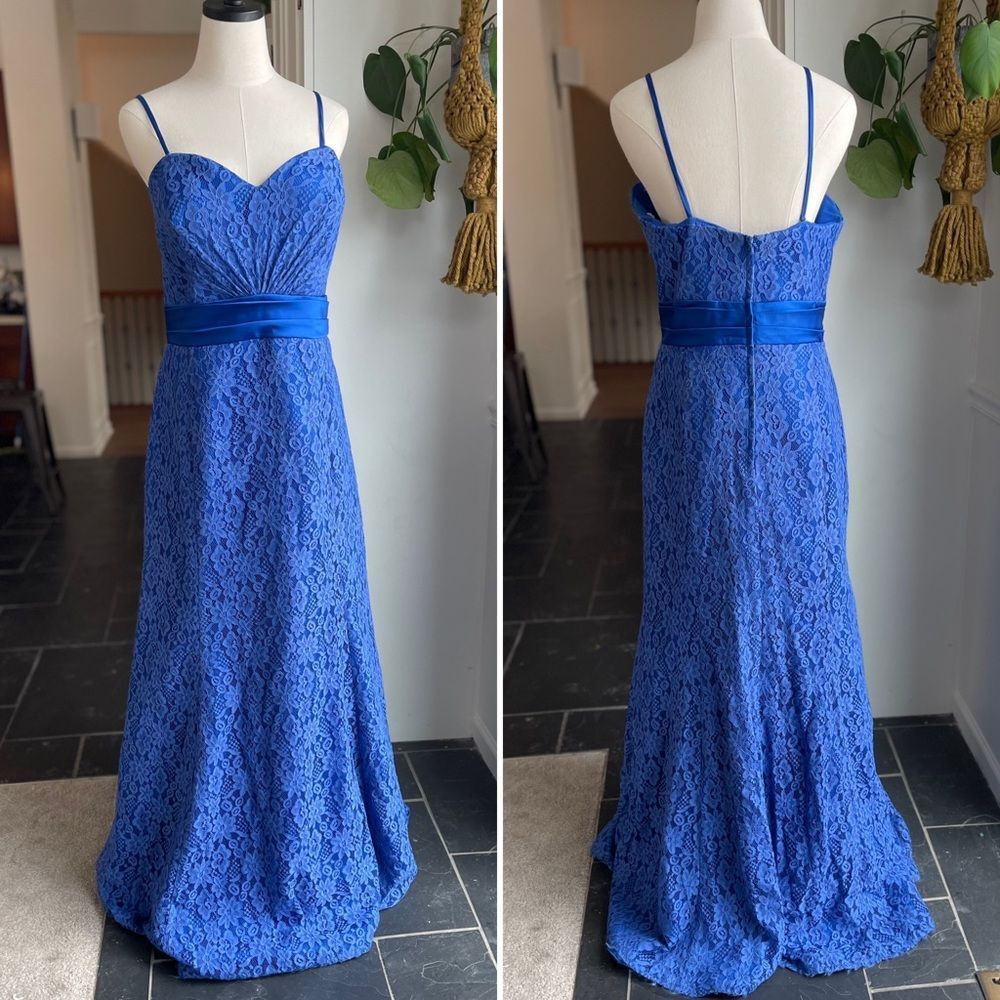 Christina Wu Cobalt Blue Lace Satin Mermaid Dress Tulip Hem Formal Prom 22